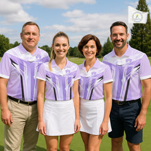 Load image into Gallery viewer, Womens Golf Polo Shirt Purple Geometric Pattern Custom Team Ladies Golf Tops, Golf Gifts NHN0199