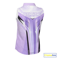 Load image into Gallery viewer, Womens Sleeveless Golf Polo Shirt Purple Geometric Pattern Custom Team Ladies Golf Tops, Golf Gifts NHN0199
