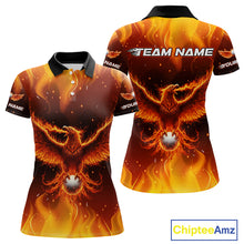 Load image into Gallery viewer, Womens Golf Polo Shirt Custom Phoenix Red Flame Team Golf Tops, White Golf Outfit For Women NHN0077