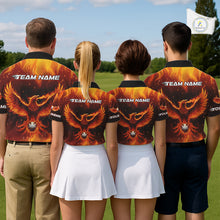 Load image into Gallery viewer, Womens Golf Polo Shirt Custom Phoenix Red Flame Team Golf Tops, White Golf Outfit For Women NHN0077