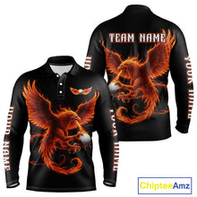 Load image into Gallery viewer, Long Sleeve Golf Polo Shirt Custom Phoenix Red Flame Team Golf Tops, White Golf Outfit For Men NHN0078