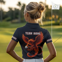 Load image into Gallery viewer, Womens Golf Polo Shirt Custom Phoenix Red Flame Team Golf Tops, White Golf Outfit For Ladies NHN0078