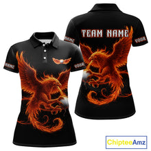 Load image into Gallery viewer, Womens Golf Polo Shirt Custom Phoenix Red Flame Team Golf Tops, White Golf Outfit For Ladies NHN0078