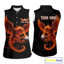 Load image into Gallery viewer, Womens Sleeveless Golf Polo Shirt Custom Phoenix Red Flame Team Golf Tops, White Golf Outfit For Ladies NHN0078