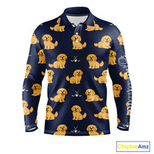 Load image into Gallery viewer, Funny Golden Retriever Long Sleeve Golf Polo Shirt Custom Team Mens Golf Tops, Dog Lover Gift Nhn0214