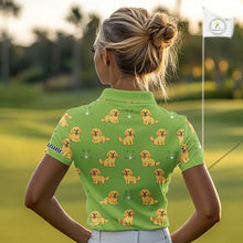 Load image into Gallery viewer, Womens Golf Polo Shirt Custom Funny Golden Retriever Green Team Ladies Golf Tops, Dog Lover Gift NHN0214
