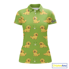 Load image into Gallery viewer, Womens Golf Polo Shirt Custom Funny Golden Retriever Green Team Ladies Golf Tops, Dog Lover Gift NHN0214