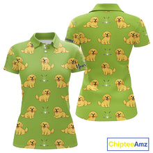 Load image into Gallery viewer, Womens Golf Polo Shirt Custom Funny Golden Retriever Green Team Ladies Golf Tops, Dog Lover Gift NHN0214