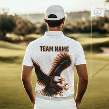 Load image into Gallery viewer, Mens Golf Polo Shirt Custom Eagle Golf Shirts Personalized Golf Clubs White Team Golf Top NHN0082