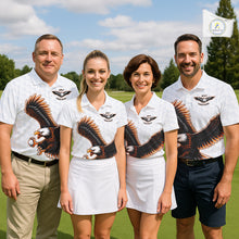 Load image into Gallery viewer, Womens Golf Polo Shirt Custom Eagle Golf Shirts Personalized Golf Clubs White Team Golf Top NHN0082