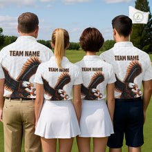Load image into Gallery viewer, Womens Golf Polo Shirt Custom Eagle Golf Shirts Personalized Golf Clubs White Team Golf Top NHN0082