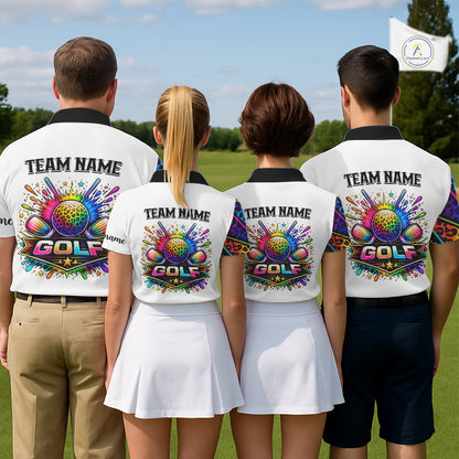 Rainbow Mens Golf Polo Shirt Leopard Print Pattern Custom Golf Ball Team Golf Tops, Golf Gifts NHN0226