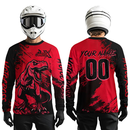 Red Dinosaur Motocross Jersey Dirt Bike Shirts for Men Kid Women Racing Jersey XM417
