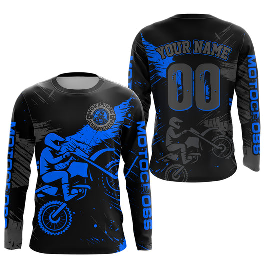 Custom Blue Motocross Racing Jersey for Kid Women Men Personalized Dirt Bike Shirts XM425