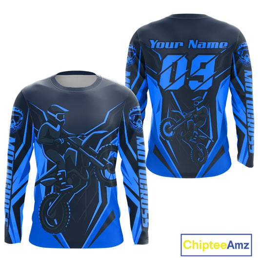 Blue Custom Motocross Jersey Men Women Kid Dirt Bike Shirts Motorcycle Riding Shirt XM441