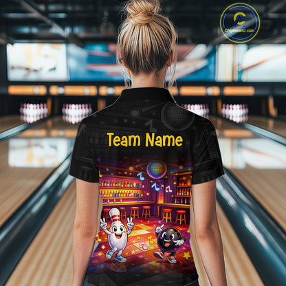 Funny Music Bowling Jersey for Women Custom Bowling Team Shirts Bowling League Polo & 1/4 Zip HNT496