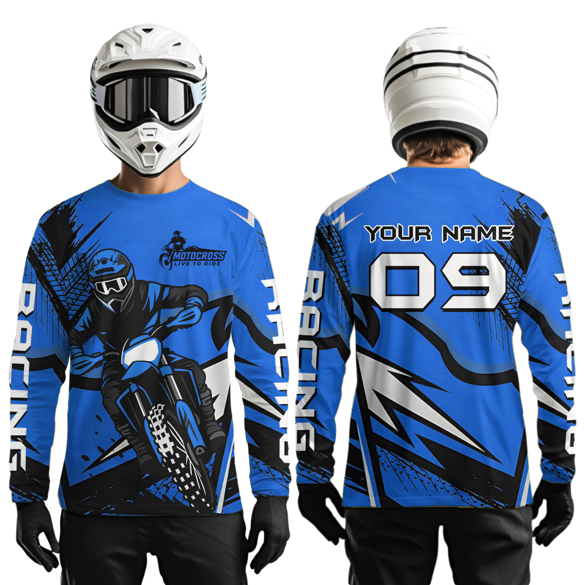 Blue Custom Motocross Jersey Men Women Kid Dirt Bike Shirts Off road Riding Shirt XM465