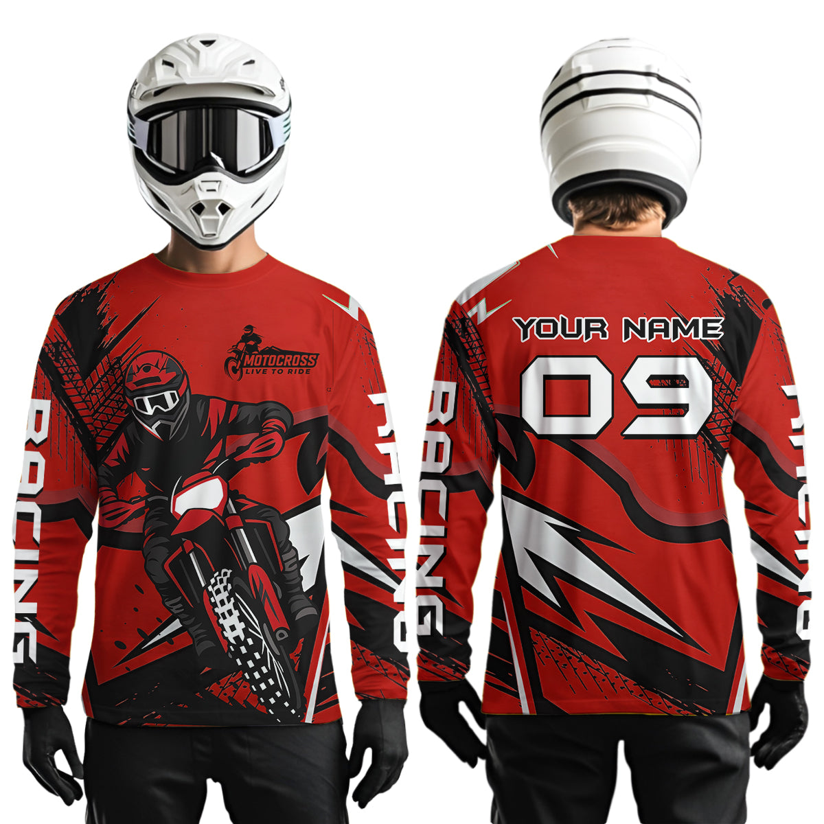 Red Custom Motocross Jersey Men Women Kid Dirt Bike Shirts Off road Riding Shirt XM465