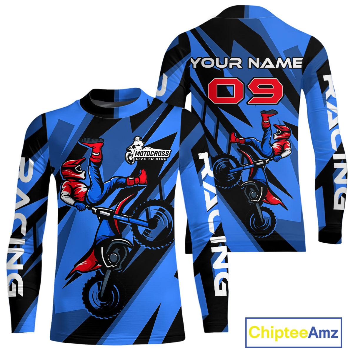 Blue Custom Motocross Jersey for Men Women Kid Dirt Bike Shirts Off road Riding Shirt XM467