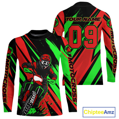 Red and Green Motocross Racing Jersey Custom Women Kid Men Dirt Bike Off road Shirt XM471