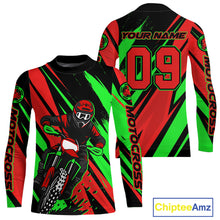 Load image into Gallery viewer, Red and Green Motocross Racing Jersey Custom Women Kid Men Dirt Bike Off road Shirt XM471