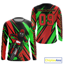 Load image into Gallery viewer, Red and Green Motocross Racing Jersey Custom Women Kid Men Dirt Bike Off road Shirt XM471