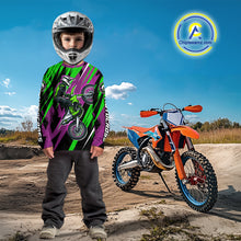 Load image into Gallery viewer, Purple and Green Motocross Racing Jersey for Women Kid Men Dirt Bike Off road Shirt XM473