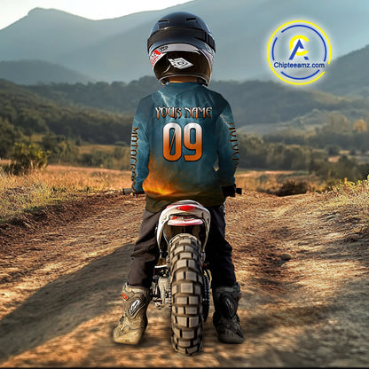 Lightning Wolf Motocross Jersey Custom Flaming Wolf Dirt Bike Shirts for Men Kid Women XM403