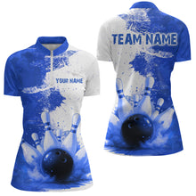 Load image into Gallery viewer, Blue Bowling Shirts for Women Men Custom Bowling Polo &amp; 1/4 Zip Shirt for Team MBL220