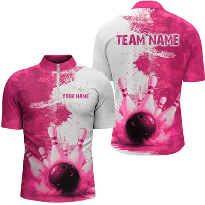 Orange Bowling Shirts for Women Men Custom Bowling Polo & 1/4 Zip Shirt for Team MBL220