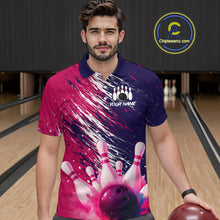 Load image into Gallery viewer, Watercolor Pink and Blue Bowling Shirts for Team Women Men Bowling Polo &amp; 1/4 Zip MBL231