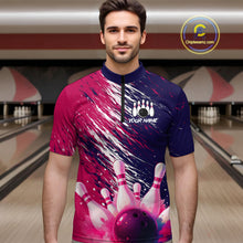 Load image into Gallery viewer, Watercolor Pink and Blue Bowling Shirts for Team Women Men Bowling Polo &amp; 1/4 Zip MBL231