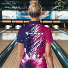Load image into Gallery viewer, Watercolor Pink and Blue Bowling Shirts for Team Women Men Bowling Polo &amp; 1/4 Zip MBL231