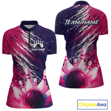 Load image into Gallery viewer, Watercolor Pink and Blue Bowling Shirts for Team Women Men Bowling Polo &amp; 1/4 Zip MBL231