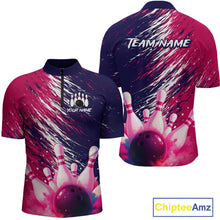 Load image into Gallery viewer, Watercolor Pink and Blue Bowling Shirts for Team Women Men Bowling Polo &amp; 1/4 Zip MBL231