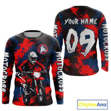 Load image into Gallery viewer, Custom Red and Blue Motocross Jersey for Men Kid Women Dirt Bike Jersey Riding Shirt XM484