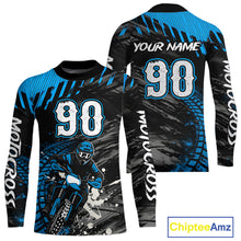 Load image into Gallery viewer, Custom Blue Motocross Jersey Men Kid Women Dirt Bike Jersey Motorcycle Riding Shirt XM485