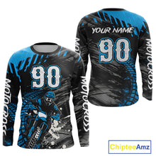 Load image into Gallery viewer, Custom Blue Motocross Jersey Men Kid Women Dirt Bike Jersey Motorcycle Riding Shirt XM485
