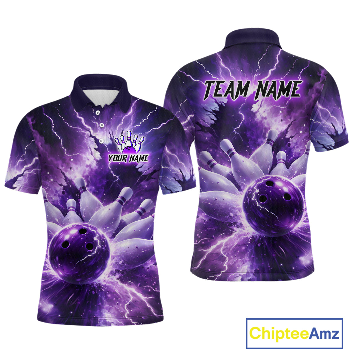 Purple Lightning Thunder Bowling Shirts Yellow for Team Women Men Bowling Jersey MBL247