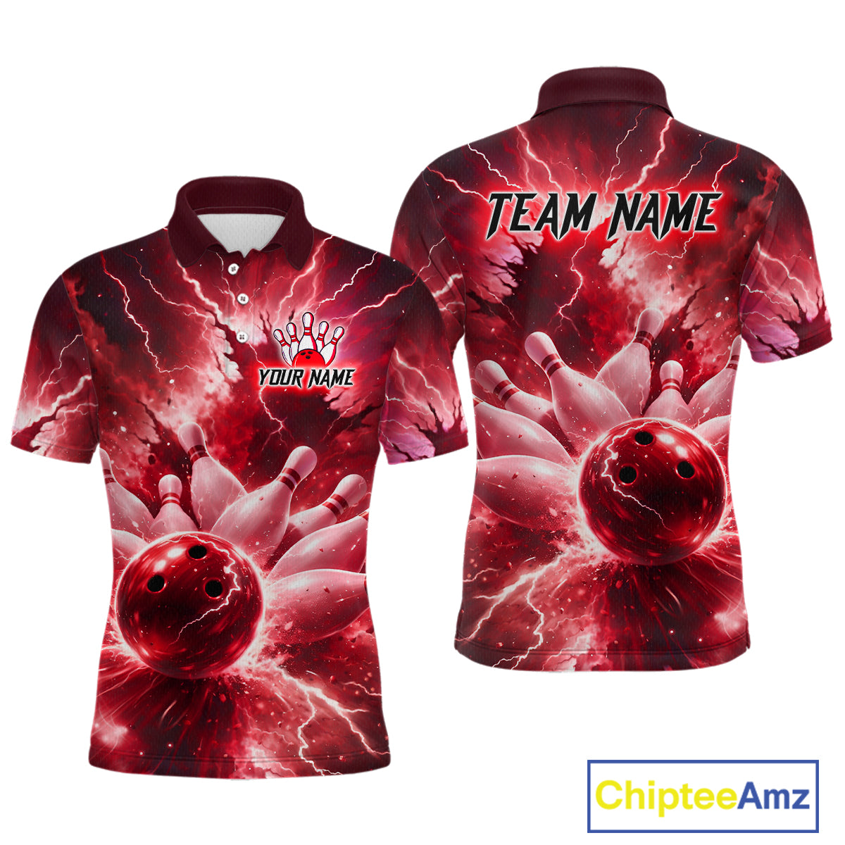 Red Lightning Thunder Bowling Shirts Yellow for Team Women Men Bowling Jersey MBL247