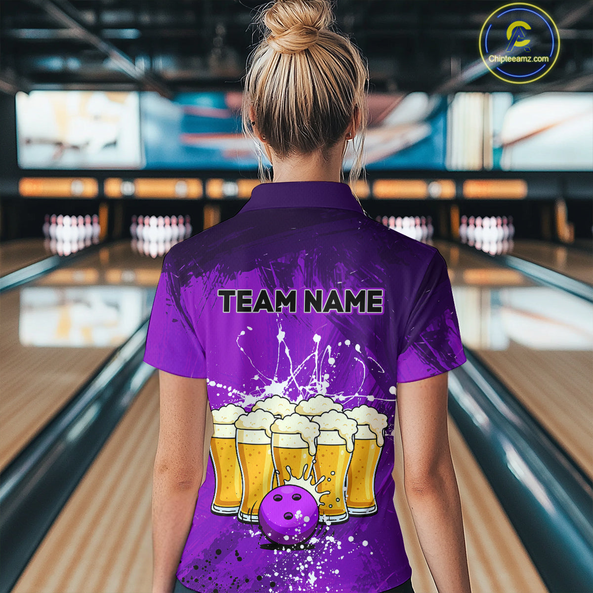 Beer Bowling Shirts Team Women Men Custom Purple Bowling Jersey Bowl League MBL249