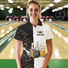 Load image into Gallery viewer, Beer Bowling Shirts Black&amp;White Beer Bowling Jersey for Team Women Men Bowl League MBL259