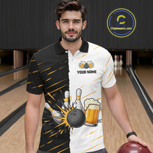 Load image into Gallery viewer, Beer Bowling Shirts Black&amp;White Beer Bowling Jersey for Team Women Men Bowl League MBL259