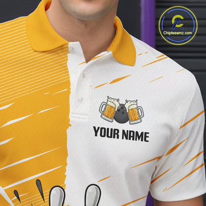 Beer Bowling Shirts Yellow&White Beer Bowling Jersey for Team Women Men Bowl League MBL259