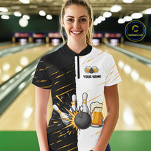 Load image into Gallery viewer, Beer Bowling Shirts Black&amp;White Beer Bowling Jersey for Team Women Men Bowl League MBL259