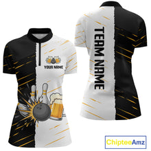 Load image into Gallery viewer, Beer Bowling Shirts Black&amp;White Beer Bowling Jersey for Team Women Men Bowl League MBL259
