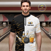 Load image into Gallery viewer, Beer Bowling Shirts Black&amp;White Beer Bowling Jersey for Team Women Men Bowl League MBL259