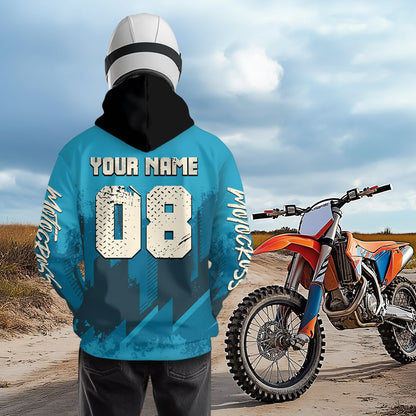 Blue Wolf Motocross Hoodie Custom for Adult Men Women Dirt Bike Racing Hoodie Shirt MH418