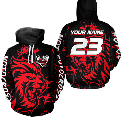 Lion Motocross Hoodie for Men Women Dirt Bike Racing Hoodie Custom Riding Shirt MH422