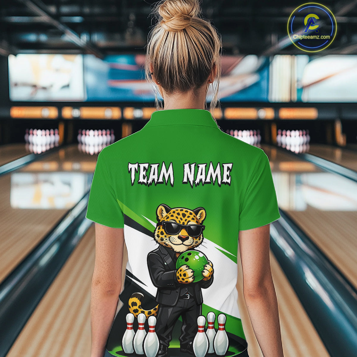 Custom Funny Leopard Bowling Jersey for Women Bowling Team Shirts Bowling League Polo & 1/4 Zip HNT497